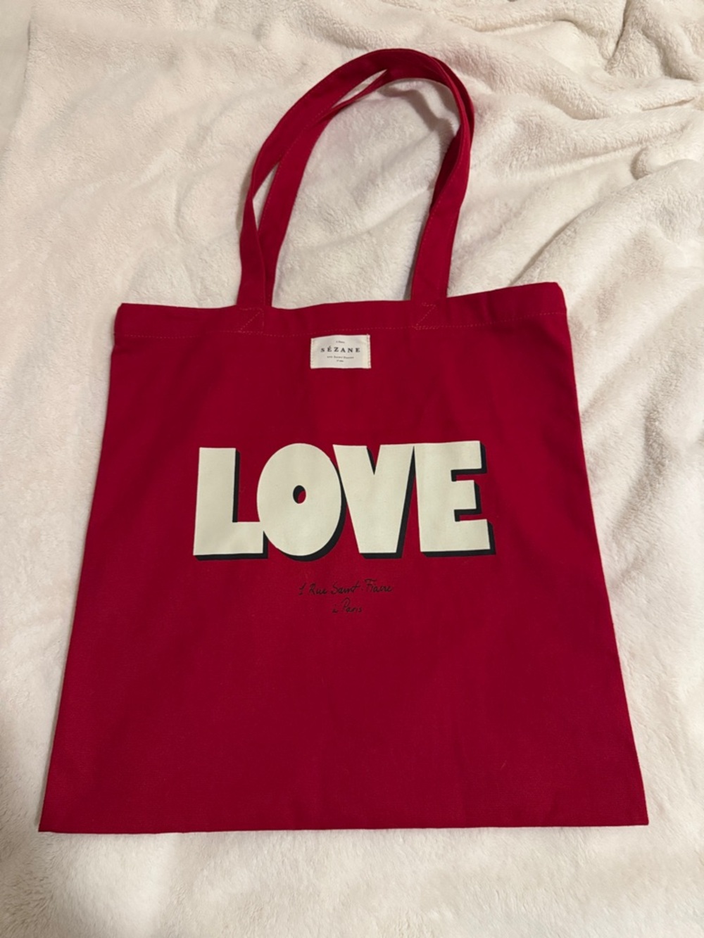 Sezane Red Canvas LOVE Tote